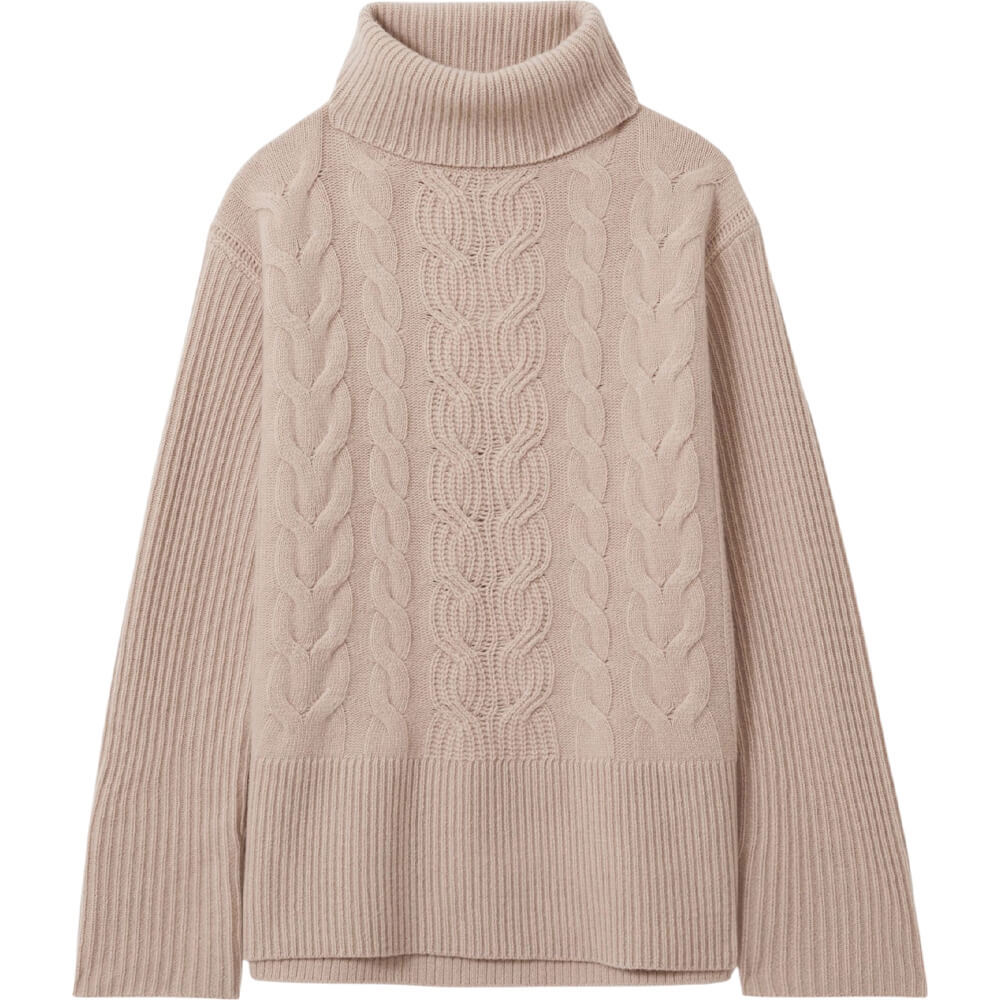 REISS CARINA Wool Cashmere Cable Knit Roll Neck Jumper